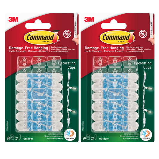 Command Clear Outdoor Decorating Clips 17026H-AW (2 Packs) - 40 Clips