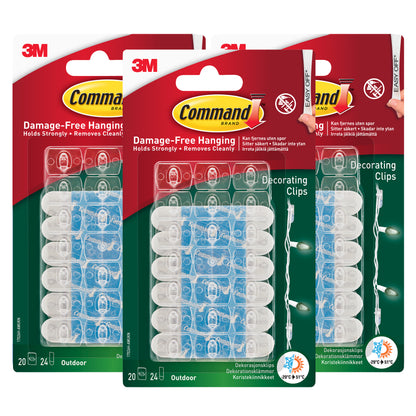 Command Clear Outdoor Decorating Clips 17026H-AW (3 Packs) - 60 Clips