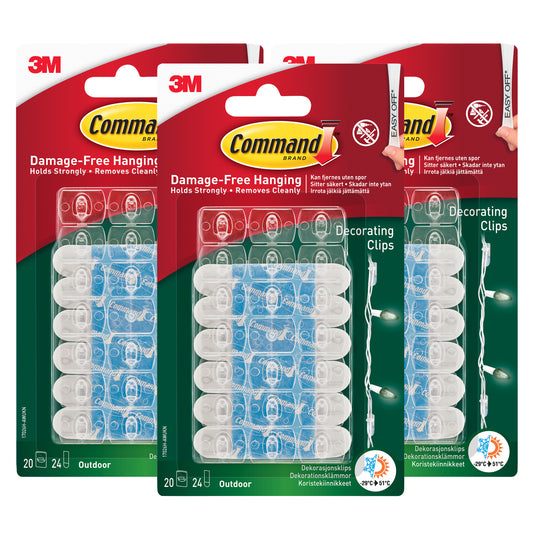 Command Clear Outdoor Decorating Clips 17026H-AW (3 Packs) - 60 Clips
