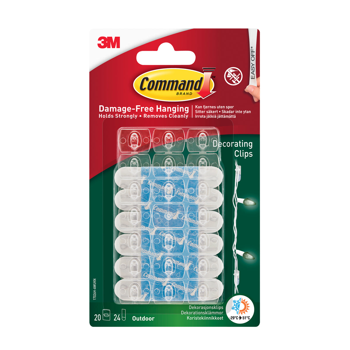 Command Clear Outdoor Decorating Clips 17026H-AW - 20 Clips