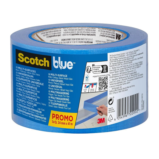 ScotchBlue Multi-Surface Premium Masking Tape, 24mm x 41m - 3 Rolls