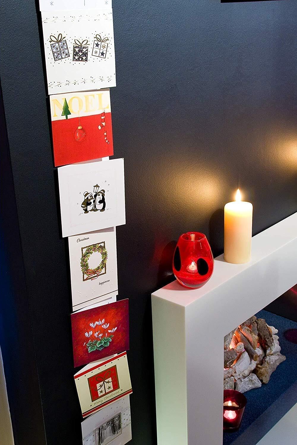 Hang Ups 2x Christmas Cards Display Kit Greeting Card Holder with Non Marking Wall-Mounted Mounting Strips Christmas Decorations Hanging Christmas Decorations Card
