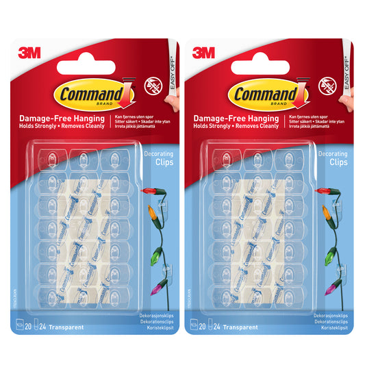 Command Clear Decorating Clips 17026CLR (2 Packs) - 40 Clips