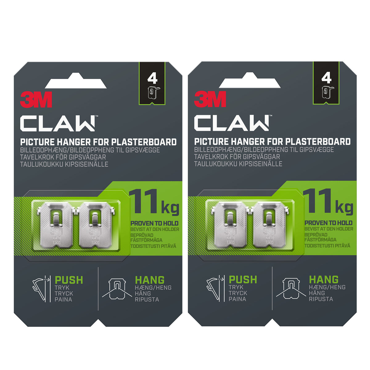 3M Claw Plasterboard Picture Hanging Wall Hooks, Holds up to 11 kg - 8 Pack