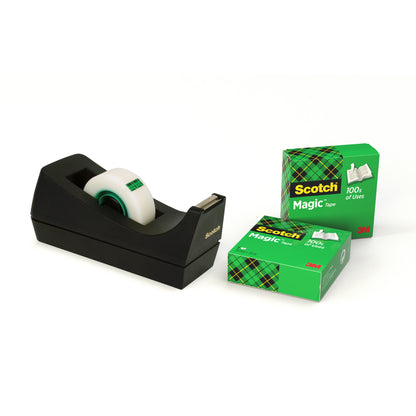 Scotch Desktop Tape Dispenser C38, Black + Scotch MagicTape, 19 mm x 33 m, 3 Rolls