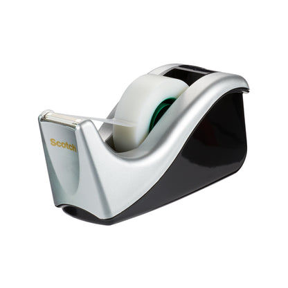 Scotch Desktop Tape Dispenser C60, Silver + Scotch MagicTape, 19 mm x 33 m, 4 Rolls