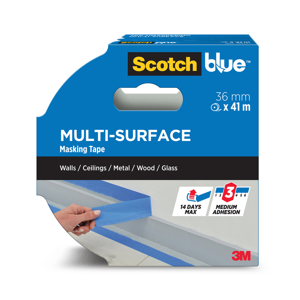 ScotchBlue Multi-Surface Premium Masking Tape, 36mm x 41m - 1 Roll