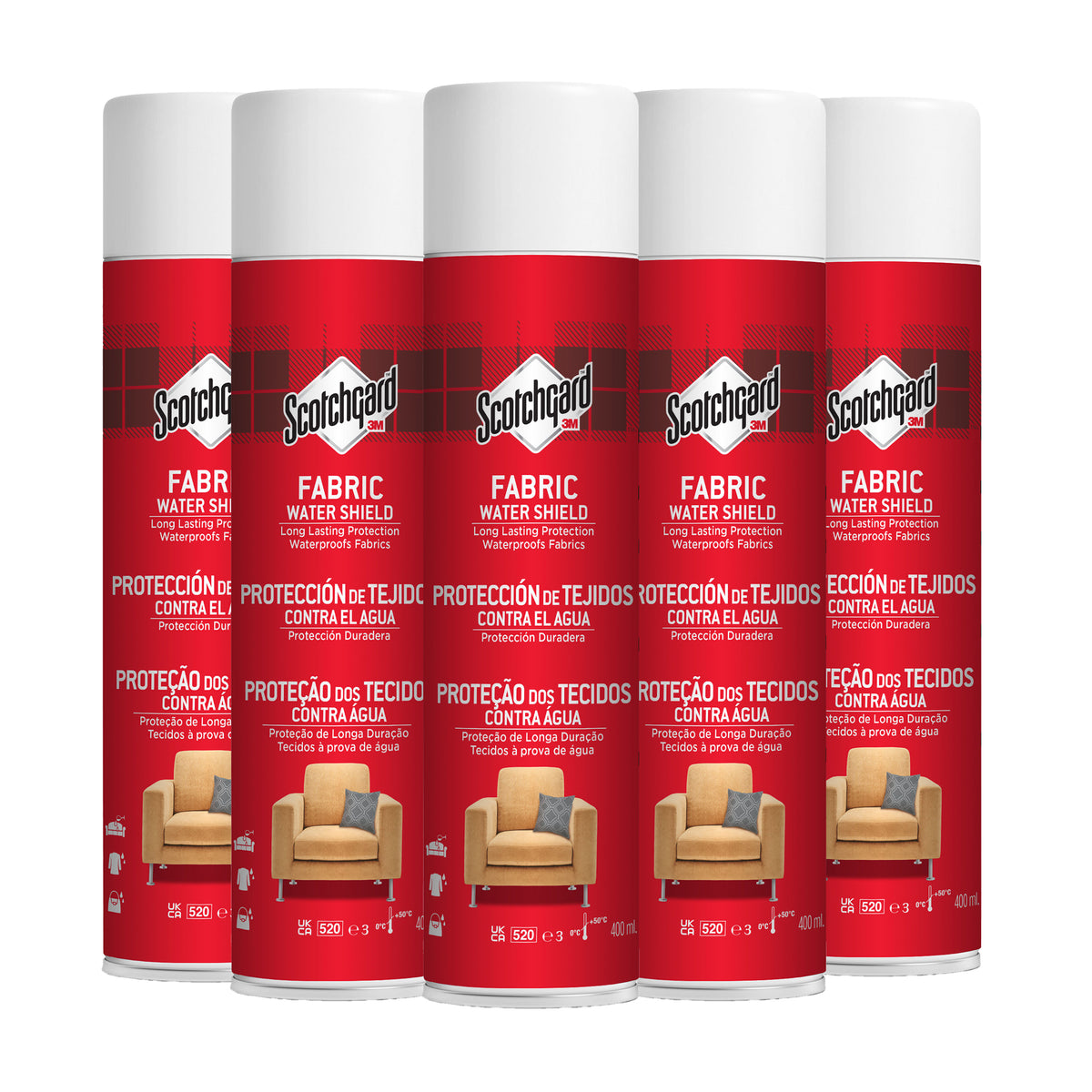 Scotchgard Fabric Transparent Water Shield, 400ml - 5 Cans