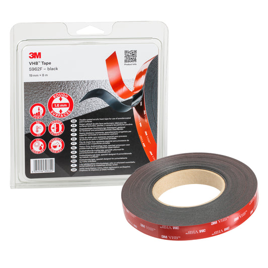 3M VHB Adhesive Tape, 19mm x 8M, Thickness 1.6mm Black