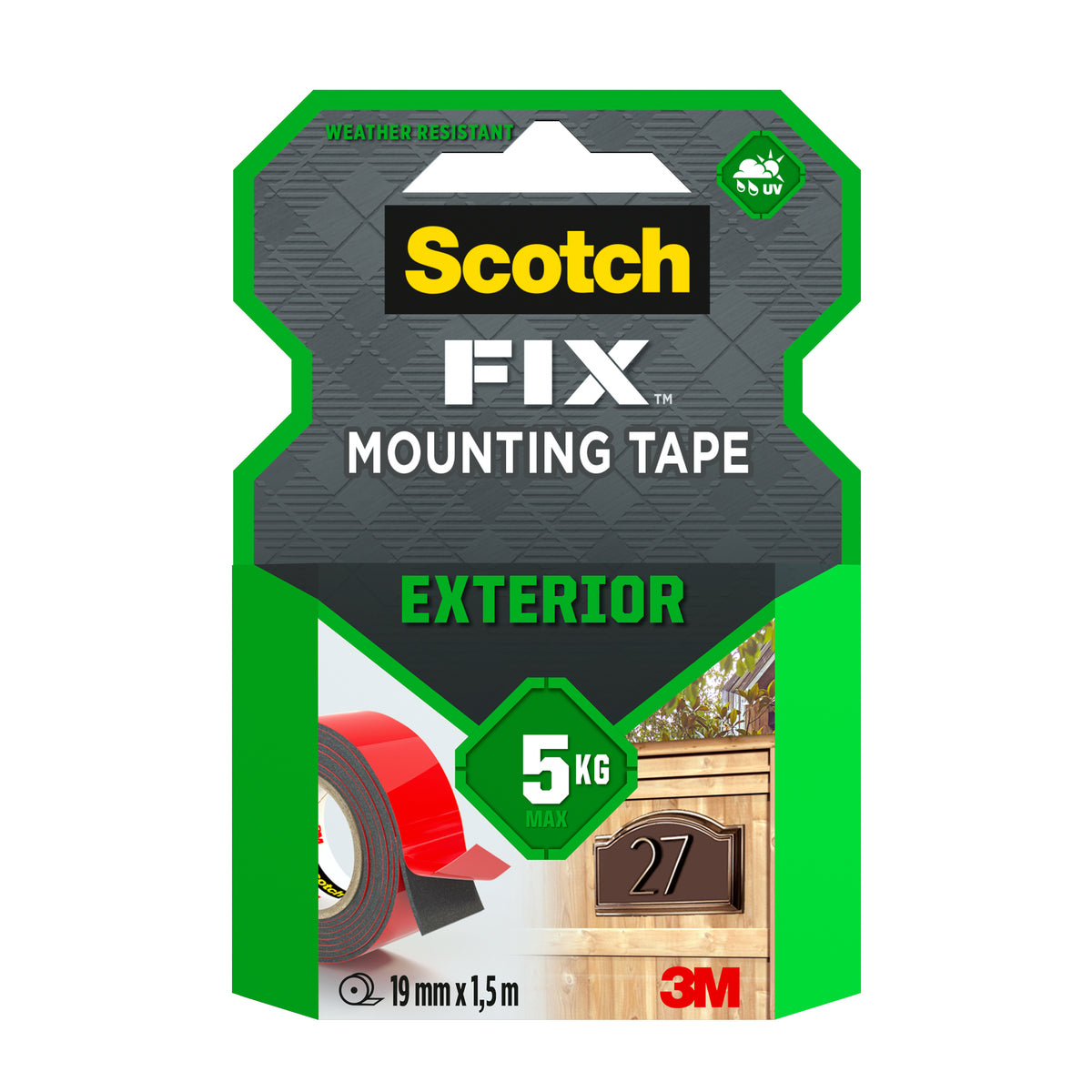 Scotch-Fix Exterior Mounting Tape, 19mm x 1.5M