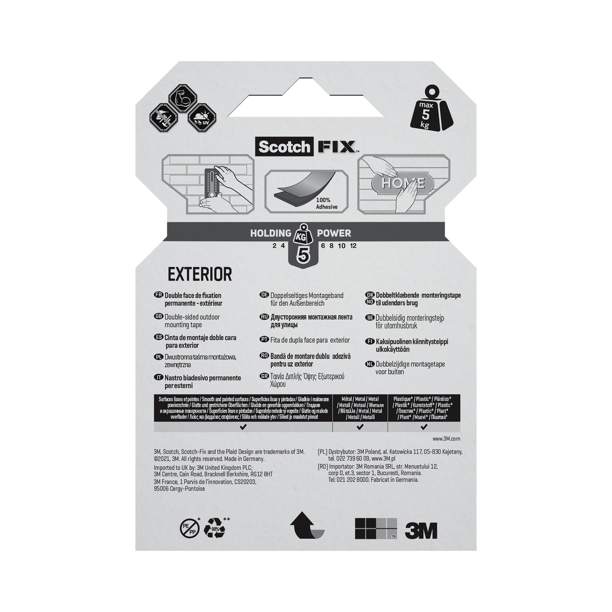 Scotch-Fix Exterior Mounting Tape, 19mm x 1.5M