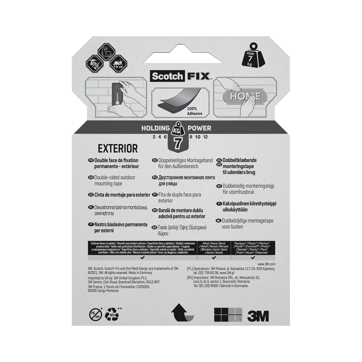 Scotch-Fix Exterior Mounting Tape, 19mm x 5M