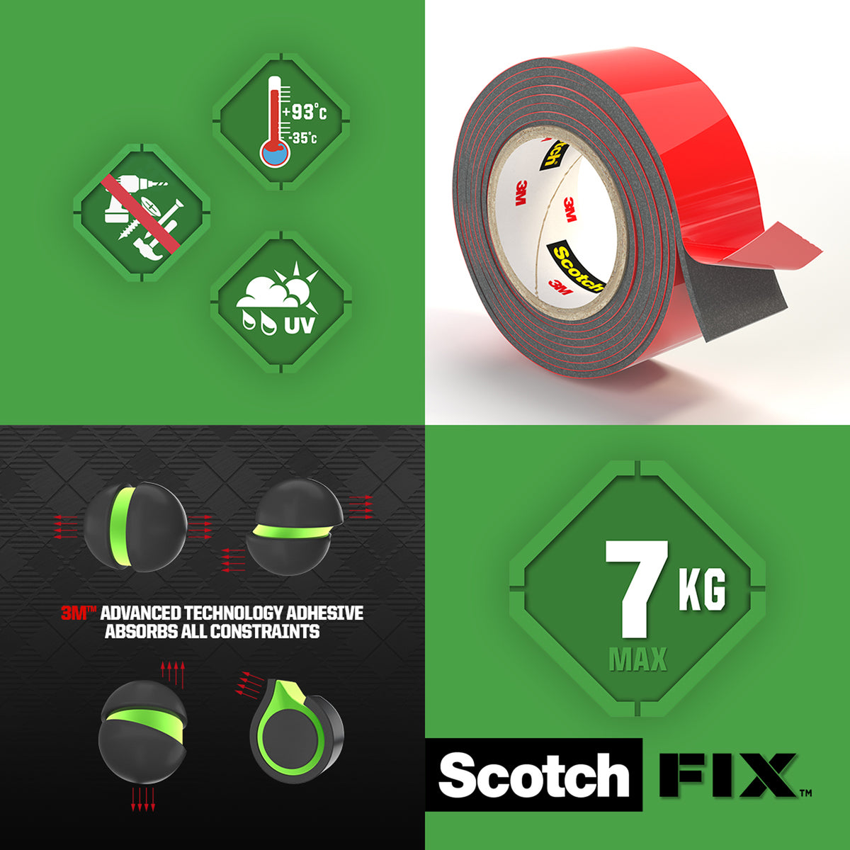 Scotch-Fix Exterior Mounting Tape, 19mm x 5M