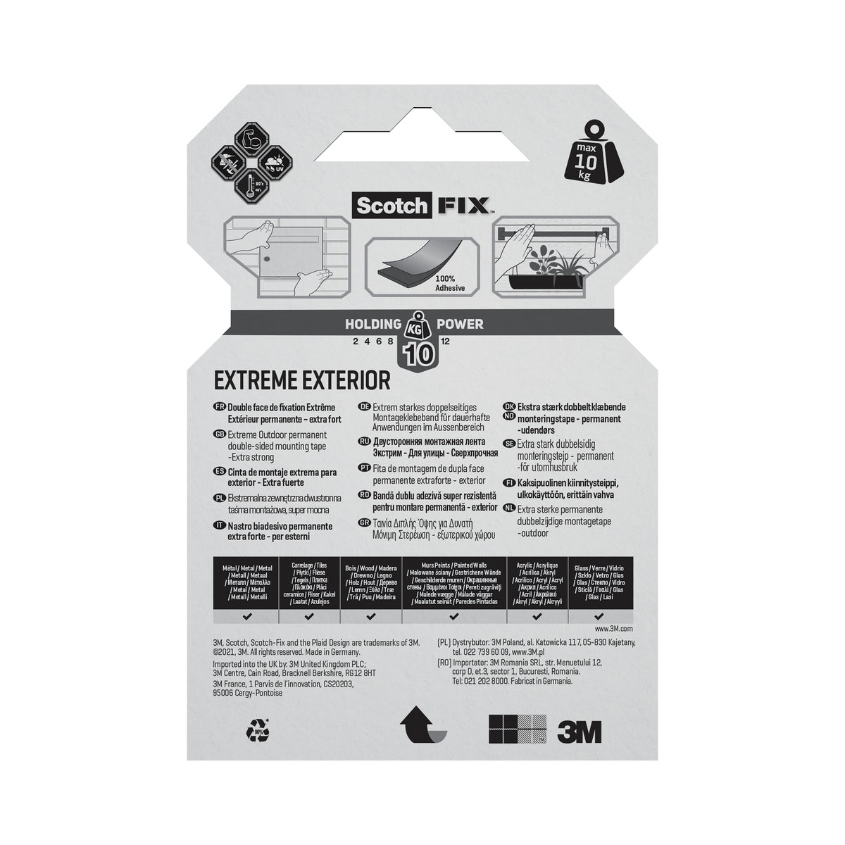 Scotch-Fix Extreme Exterior Mounting Tape, 19mm x 1.5M
