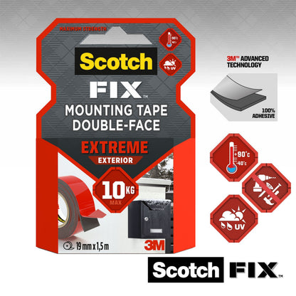 Scotch-Fix Extreme Exterior Mounting Tape, 19mm x 1.5M