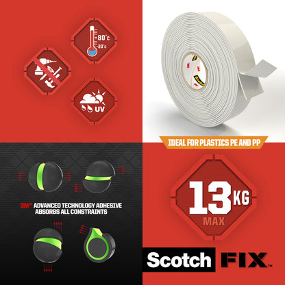 Scotch-Fix Extreme Interior Mounting Tape, 19mm x 5M