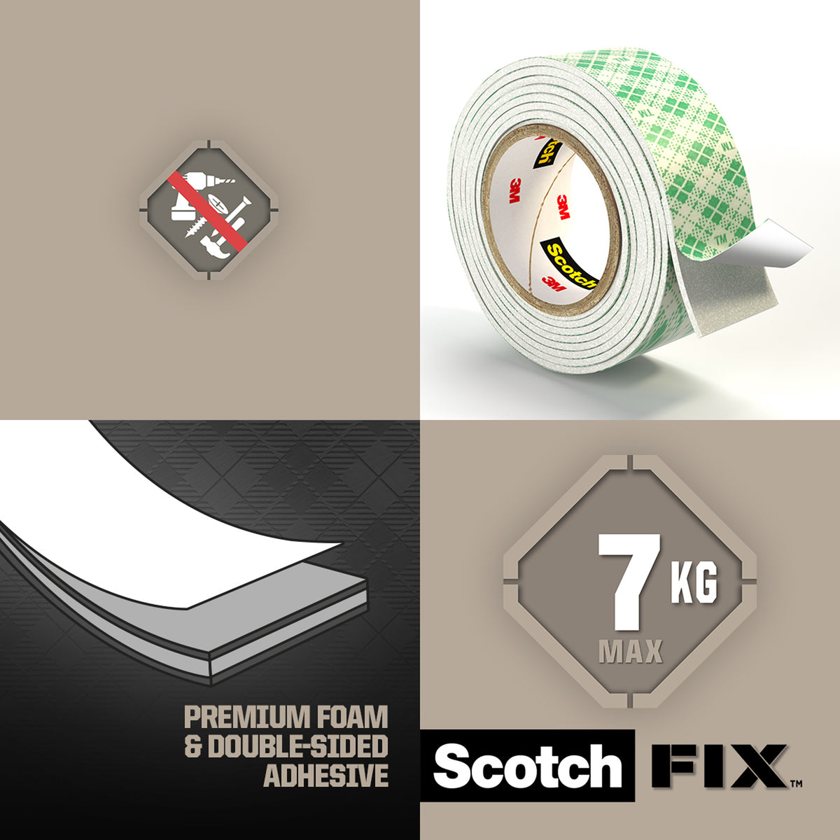Scotch-Fix Interior Mounting Tape, 19mm x 5M
