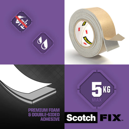 Scotch-Fix Mirror Mounting Tape, 19mm x 5M