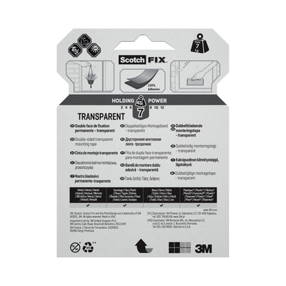 Scotch-Fix Transparent Mounting Tape, 19mm x 5M