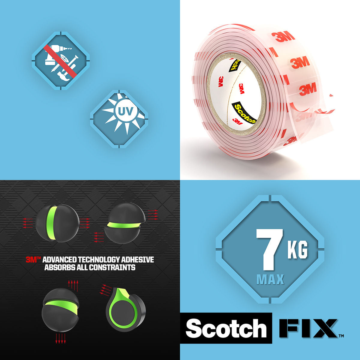 Scotch-Fix Transparent Mounting Tape, 19mm x 1.5M