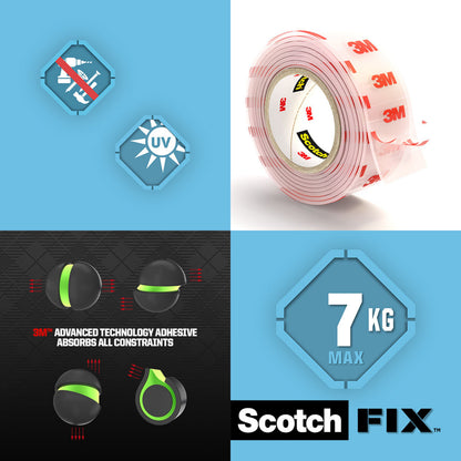 Scotch-Fix Transparent Mounting Tape, 19mm x 1.5M